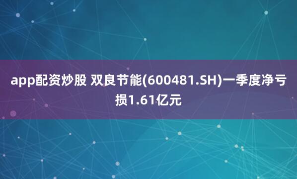 app配资炒股 双良节能(600481.SH)一季度净亏损1.61亿元