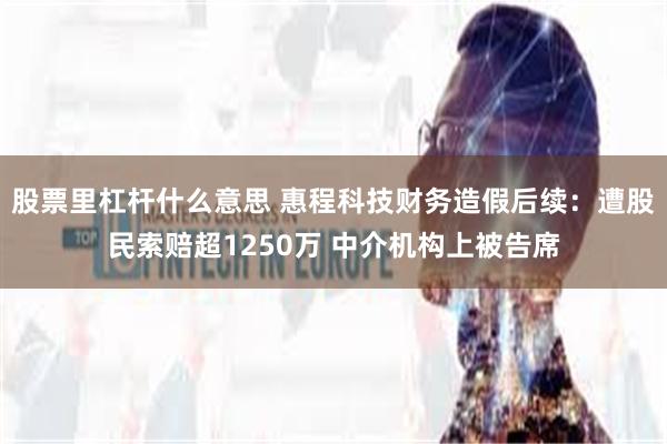 股票里杠杆什么意思 惠程科技财务造假后续：遭股民索赔超1250万 中介机构上被告席