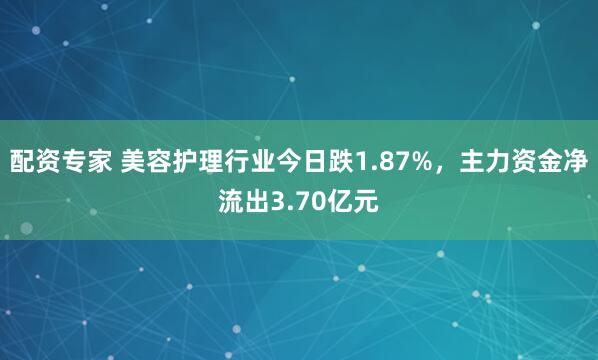 配资专家 美容护理行业今日跌1.87%，主力资金净流出3.70亿元