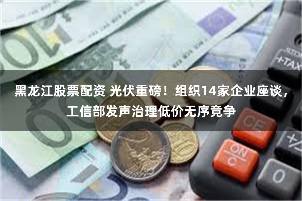 黑龙江股票配资 光伏重磅！组织14家企业座谈，工信部发声治理低价无序竞争