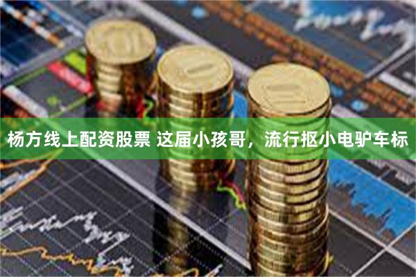 杨方线上配资股票 这届小孩哥，流行抠小电驴车标