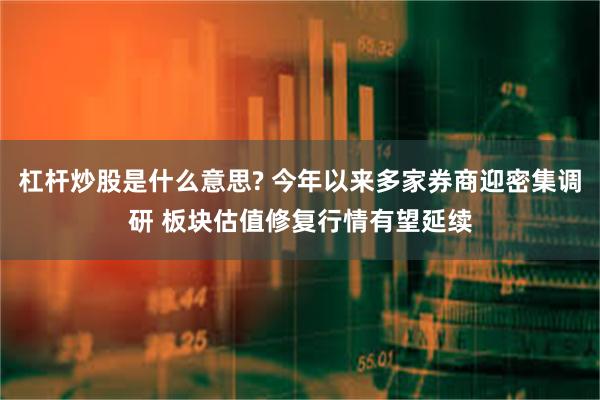 杠杆炒股是什么意思? 今年以来多家券商迎密集调研 板块估值修复行情有望延续