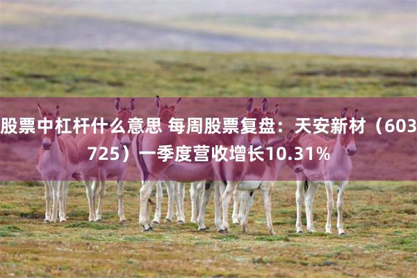 股票中杠杆什么意思 每周股票复盘：天安新材（603725）一季度营收增长10.31%