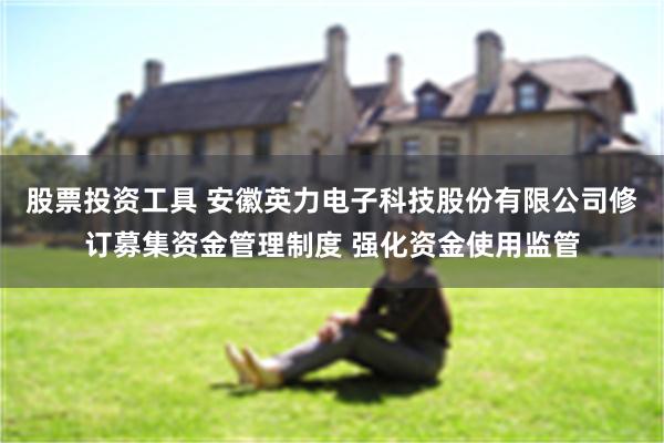 股票投资工具 安徽英力电子科技股份有限公司修订募集资金管理制度 强化资金使用监管