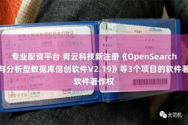 专业配资平台 青云科技新注册《OpenSearch搜索与分析型数据库信创软件V2.19》等3个项目的软件著作权