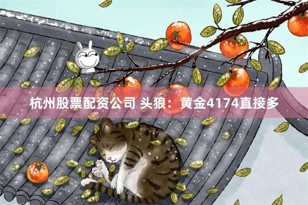 杭州股票配资公司 头狼：黄金4174直接多