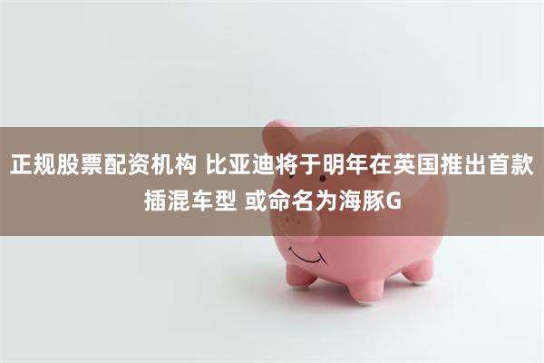 正规股票配资机构 比亚迪将于明年在英国推出首款插混车型 或命名为海豚G