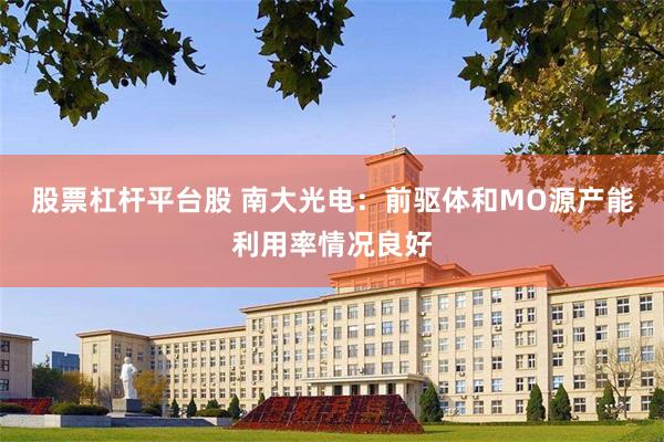 股票杠杆平台股 南大光电：前驱体和MO源产能利用率情况良好