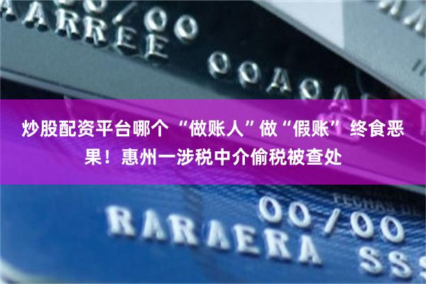 炒股配资平台哪个 “做账人”做“假账” 终食恶果！惠州一涉税中介偷税被查处