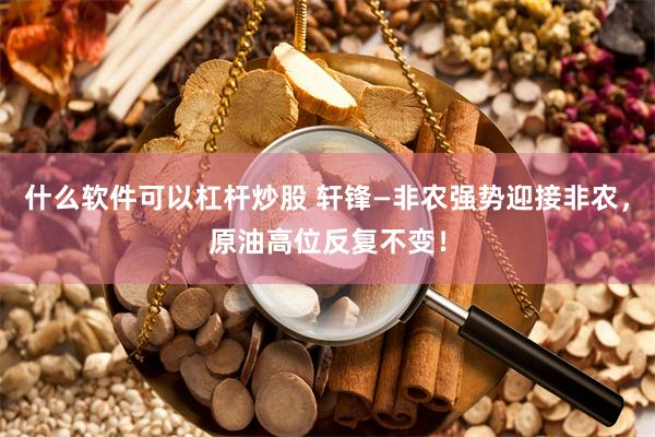 什么软件可以杠杆炒股 轩锋—非农强势迎接非农，原油高位反复不变！