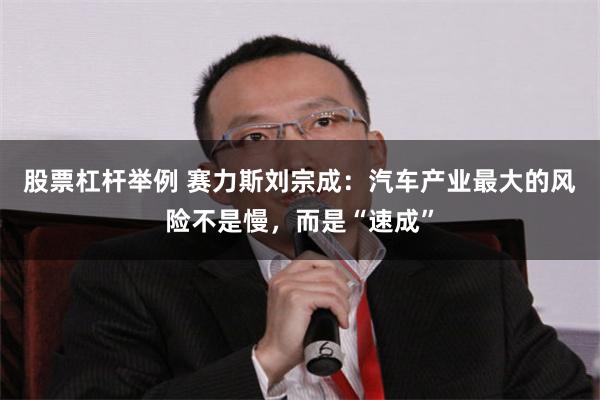 股票杠杆举例 赛力斯刘宗成：汽车产业最大的风险不是慢，而是“速成”